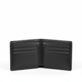 US Legend black leather bifold wallet open showing card slots
