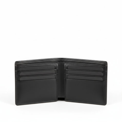 US Legend black leather bifold wallet open showing card slots